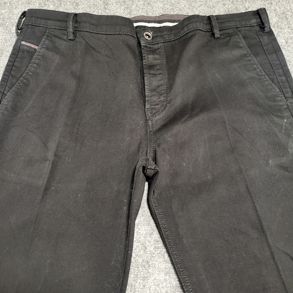 DIESEL MEN'S SLIM CHINO BLACK BUTTON FLY BELT LOOPED PANTS MEN'S SIZE 40W x 30L - Picture 4 of 16